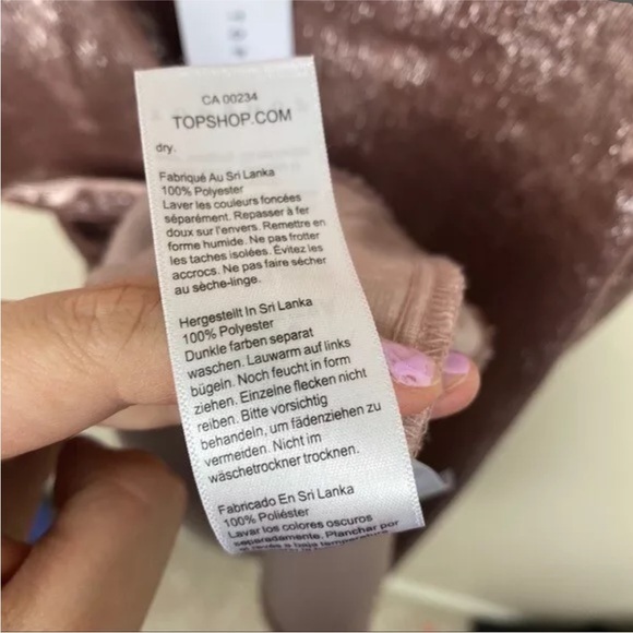 TopShop Glitter Velvet Slip Dress In Rose Gold New With Tags - Picture 6 of 6